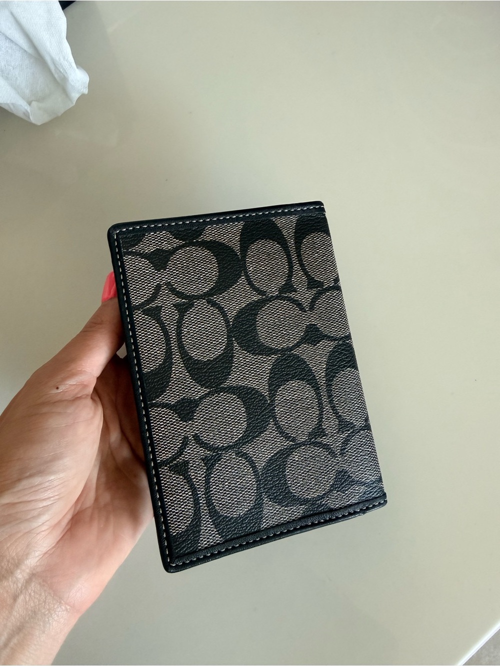 Coach Signature Canvas Passport Holder - Black/Gray - Picture 2 of 3